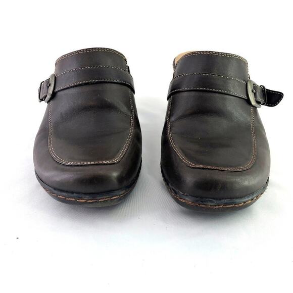 Bjorndal Brown Leather Kendall 136181 Slip On Clog Mule Wedge Shoe 9.5 Durable - Picture 3 of 9